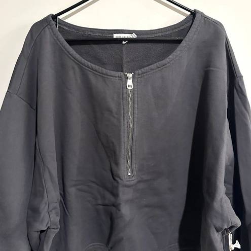 Good American NWT  Essentials Gray Collarless Half Zip Sweatshirt - Size 6 (3XL)