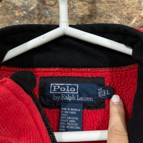 Polo Vintage Red/Black  Ralph Lauren Embroidered Zip Up Sweatshirt Jacket