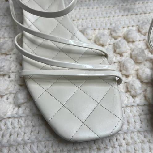 Marc Fisher  Women's 11 Hamora Strappy Quilted Heeled Sandal Shoes Ivory Square