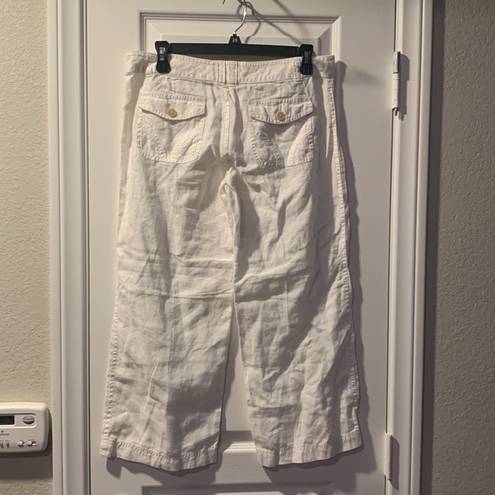 Juicy Couture Women's  White Linen Cropped Capri Pants Size 6 EUC #1876