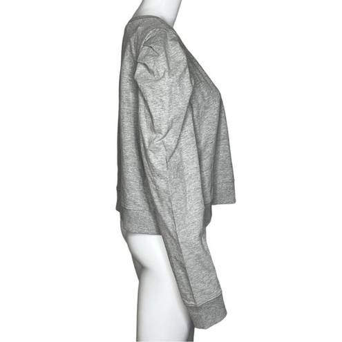 RD Style  Shirt Womens Gray Sweatshirt Crop Waist Length Puff Sleeve Neutral