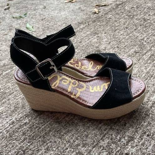 Sam Edelman  Women's Dimitree Espadrille Wedge Sandal Suede Upper Black Size 11‎