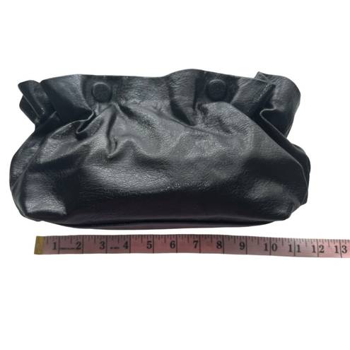 Anthropologie BY  Black Faux Leather Jory clutch Ruffle Compact Dressy Handbag