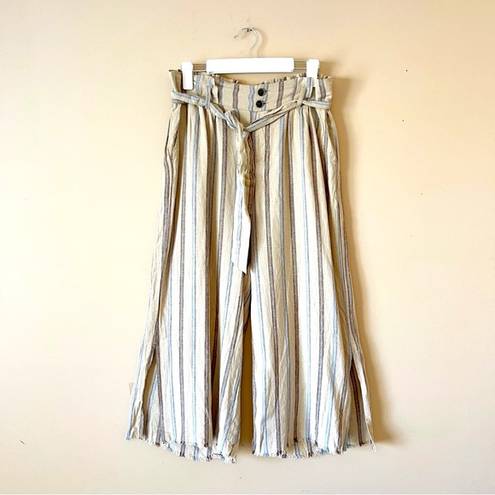 REWASH  | Tan Striped Paper Bag Cropped Pants Sz L