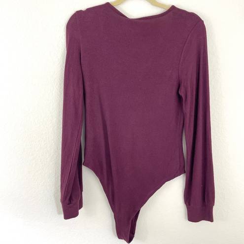 belle du jour  Rayon Knit Maroon Long Sleeve Bodysuit Size XL