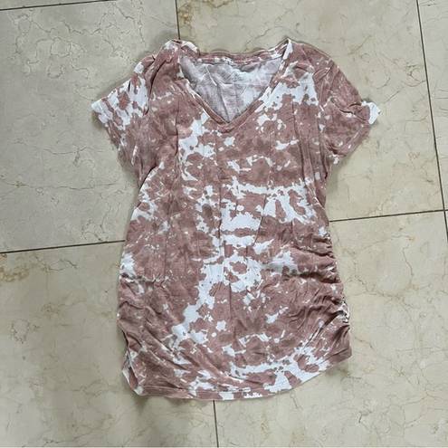 Isabel Maternity  Like New Pink White Cotton Tshirt Sz Medium