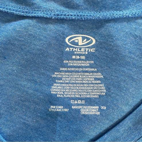 Athletic Works  blue v neck short sleeve ruched sides T-shirt Top size Medium