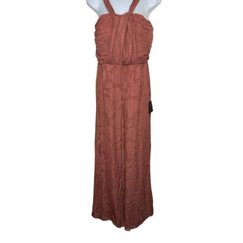 Lulus  Mauve Wide Strap Wide Leg Sheer Overlay Layered Jumper Women's Small NEW