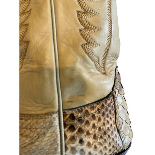 Justin Boots Justin Snakeskin Cowboy Boots Womens 5 1/2B Tall Vintage Leather L4661 USA