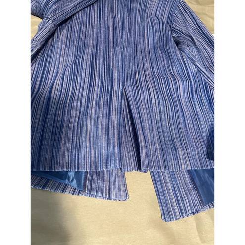 Coldwater Creek Rib Weave Blue Striped Collared Jacket Women's 20 Long Sleeve