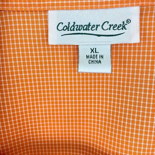 Coldwater Creek  Women's Button Front Cotton Check Shirt Orange Size XL