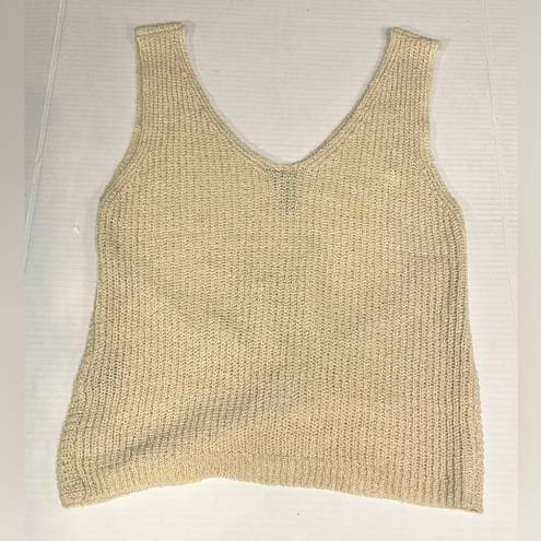 The Moon  & Madison Women’s Tank Top Knit Crochet With Front Knot Beige Size Small