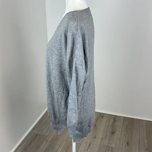 FAVLUX  Grey V-Neck Pullover Sweater Size Large