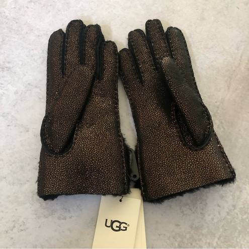 UGG  Metallic Black Bow Shorty Glove Slim Fit Water Resistant NEW