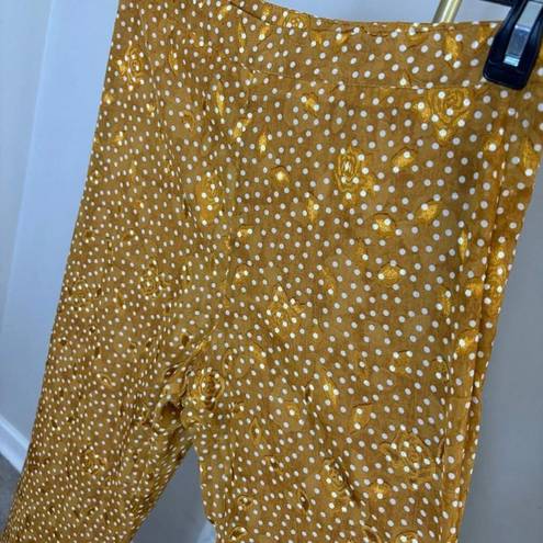 Sage The Label  Women's Mustard Yellow White Polka Dot Flare Pants - Small