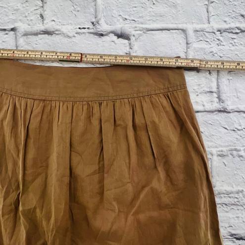 The Loft Ann‎ Taylor Women Tan Cotton Pleated Casual Skirt Size 4 Pull-On Lined
