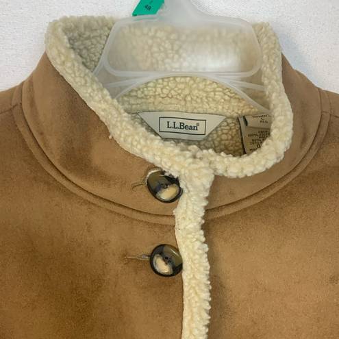 L.L.Bean  women's large vest faux suede and Sherpa lined gorp tan camel