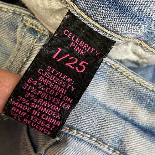 Celebrity Pink  Light Wash Blue Denim Raw Hem Mini Skirt Women's Size 1/25