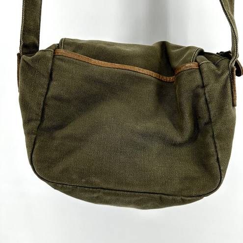 L.L.Bean  Messenger Bag Satchel Crossbody Buckle Adjustable Canvas Green Brown