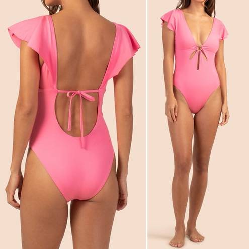 Trina Turk NWT  Monaco Solids Flutter One Piece Swimsuit Geranium Pink Size 6 NEW