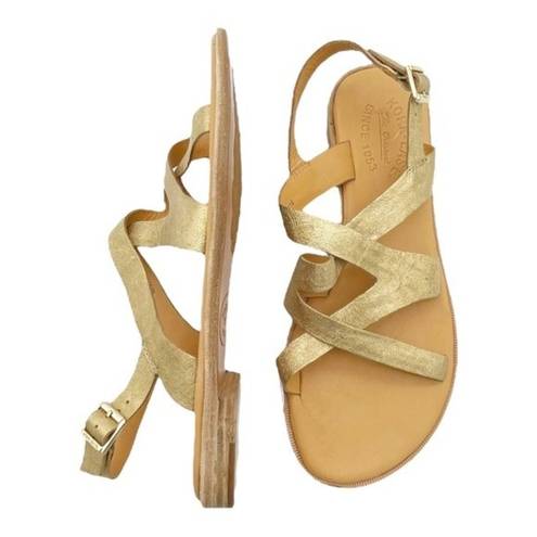 Kork-Ease  Yarbrough Gold Full Grain Leather Strappy Sandals Women’s Size 8