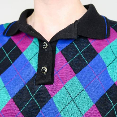 Polo Vintage 90s Cricket Lane Argyle Knit  Collared Sweater