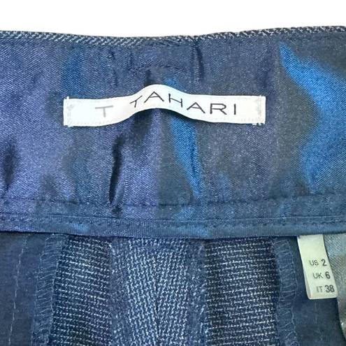 T Tahari  Medium Blue Slacks Dress Pants Office Flare Leg Size 2 Women's