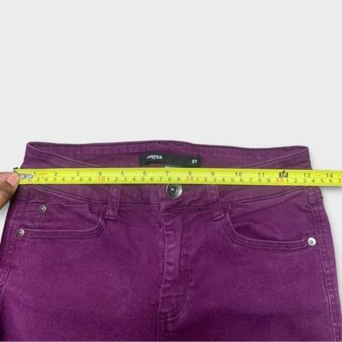 Harper Plum Purple Distressed Knee Raw Hem Skinny Jeans Womens Size 27
