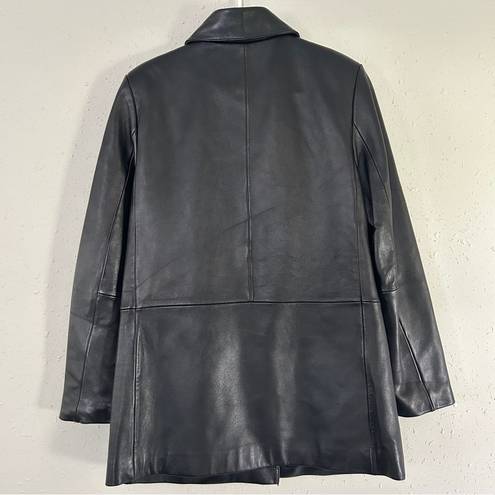 Liz Claiborne  Sleek Black Leather Jacket Vintage 90s Retro Classic Casual Small