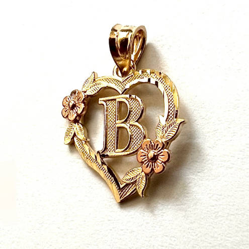 Tehrani Jewelry 14k solid gold Initial B heart Charm | letter B Charm | Birthday gift | Initial Necklace | Mother's Day | Mother's Day gift |