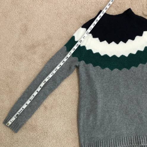 Talbots  Petite Mock Neck Pullover Argyle Fair Isle Chevron Gray Sweater Size P