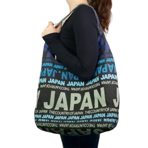 Robin Ruth "JAPAN"  Fabric Purse Tote Zip Closure Black Blue