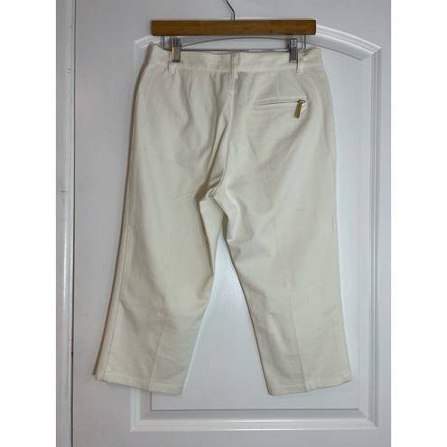 Krass&co Lauren Jeans  White High Rise Stretch Gold Zipper Sailor Capris Size 4P