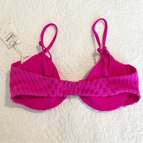 Good American  Pink Jacquard Bikini
Top Demi Cup Size 3 Large L NWT