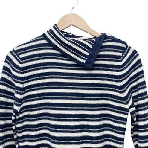 Tracy Reese  Cashmere Blend Navy & Ivory Nautical Striped Sweater Size Medium