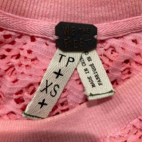 We The Free  by free people hot pink hole deconstructed sweater in size xs