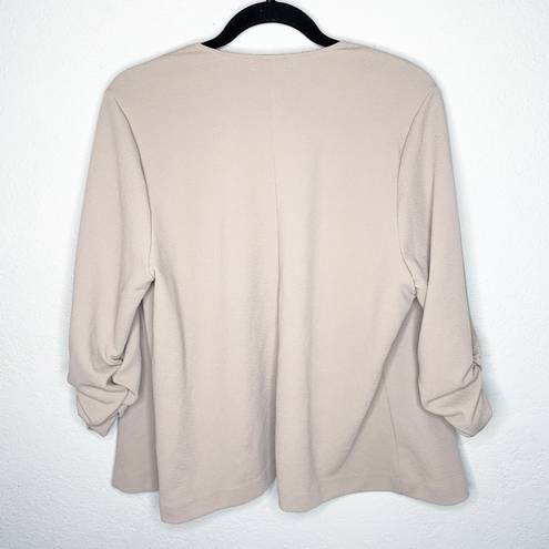 Torrid TAUPE CREPE OPEN FRONT BLAZER Size 1X Long sleeves ruched career