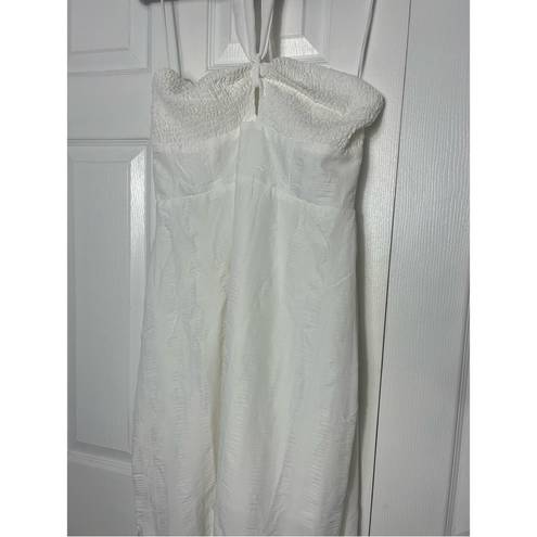 Pink Lily  White Ivory Await Fate Halter Neck Smocked Bust Maxi Dress Size XL