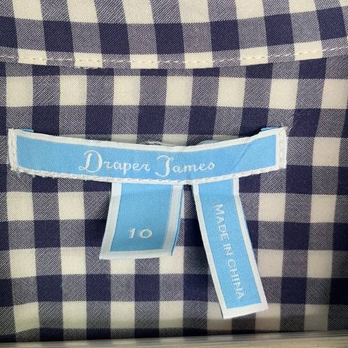 Draper James  Elliot Blue White Gingham Button-down Shirt Sz 10