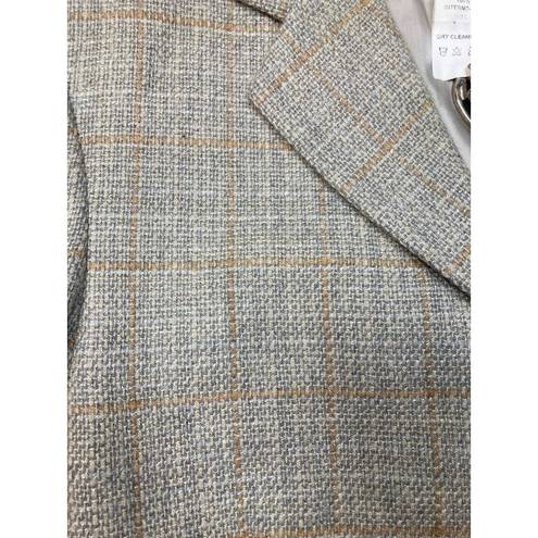 Loro Piana  100% Cashmere Blazer Womens 44 (M?) Gray Plaid Made In Italy Designer