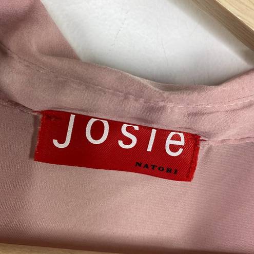 Natori Josie  Pink Long Sleeve V-Neck Soft Blouse Women's Size Small S