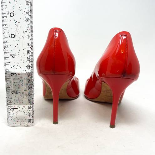 Brian Atwood  Malika Orange Red Genuine Patent Leather Pointed Toe Pump Heel Sz 6