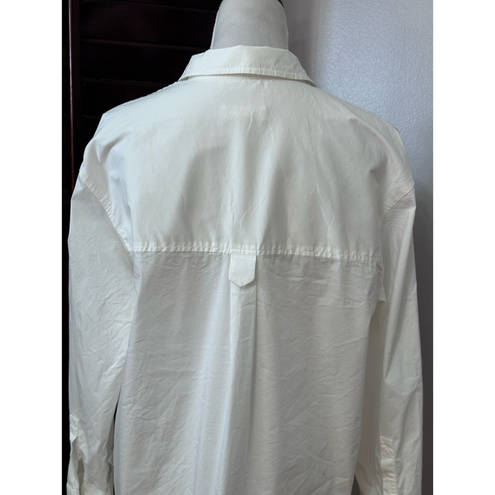 Treasure & Bond  Blouse Women's S White Solid Long Sleeve Collar Buttons New
