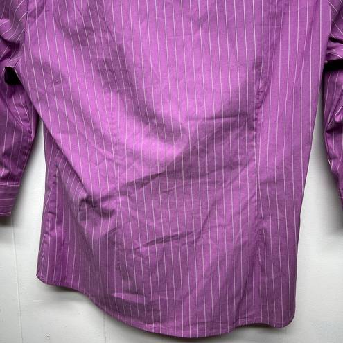 Krass&co NY &  3/4 Sleeves Button Front Striped Purple Shirt Women's Size Large Office