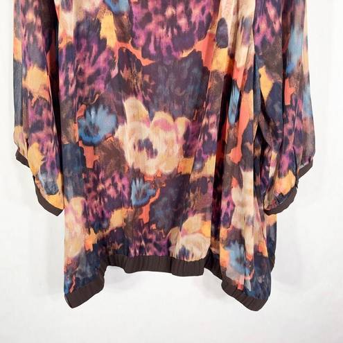 Fashion Bug  Plus Size 3X Top Abstract Boho Chiffon Semi Sheer Keyhole 1145