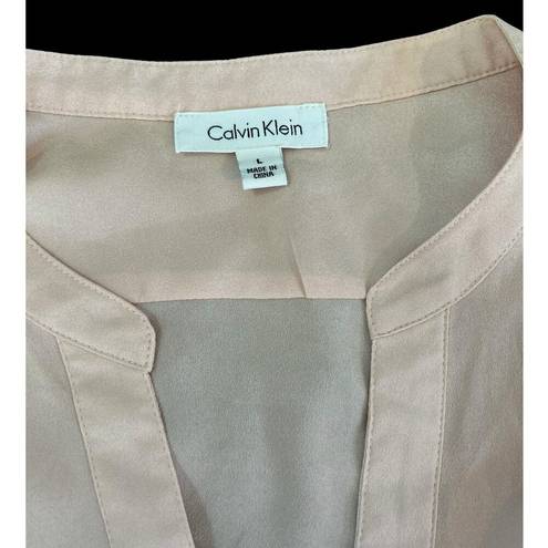 Calvin Klein  Zip Pocket Utility Blouse Top Blush Pink Work Business Size Large