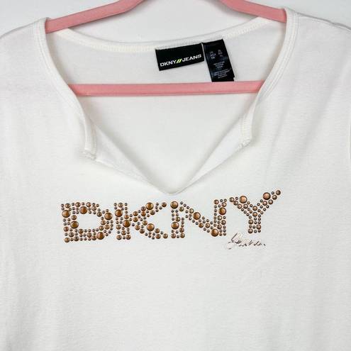 DKNY Y2K  Top Embellished Short Sleeve T-Shirt