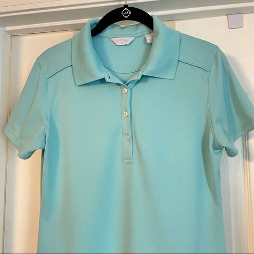 Callaway  Real Blue Short Sleeve Button Up Polo Shirt Size Small