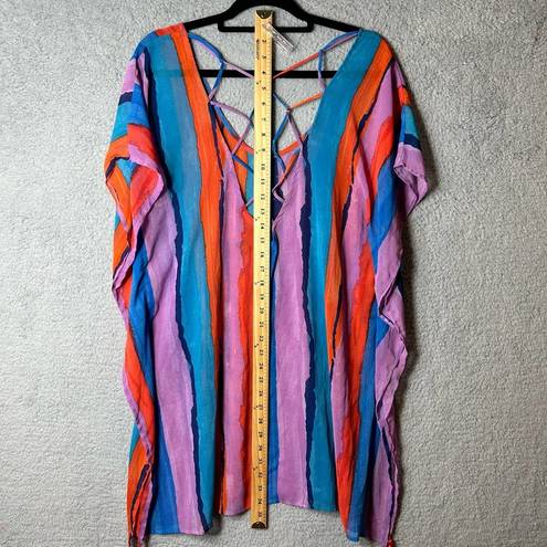 Beach Club Palisades  Cover Up Women OS One Size Multicolor Flowy Sheer Tassels