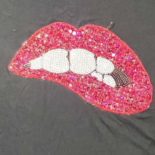 Magic  MK Sequined Lips Off The Shoulder Tee